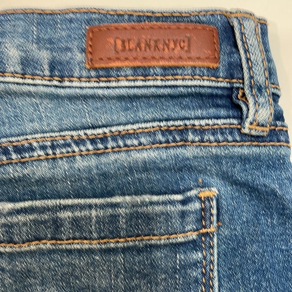 Blank NYC Dark Wash Worn Denim Shorts - Picture 4 of 4